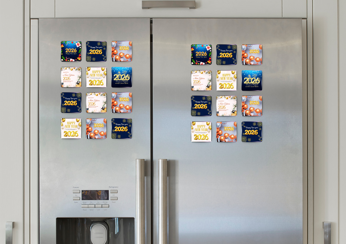 stack of personalized magnets packaged and ready to ship