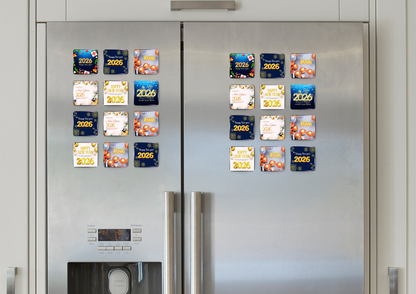 stack of personalized magnets packaged and ready to ship